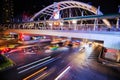 Public sky walk and traffic at Chong Nonsi sky train station at